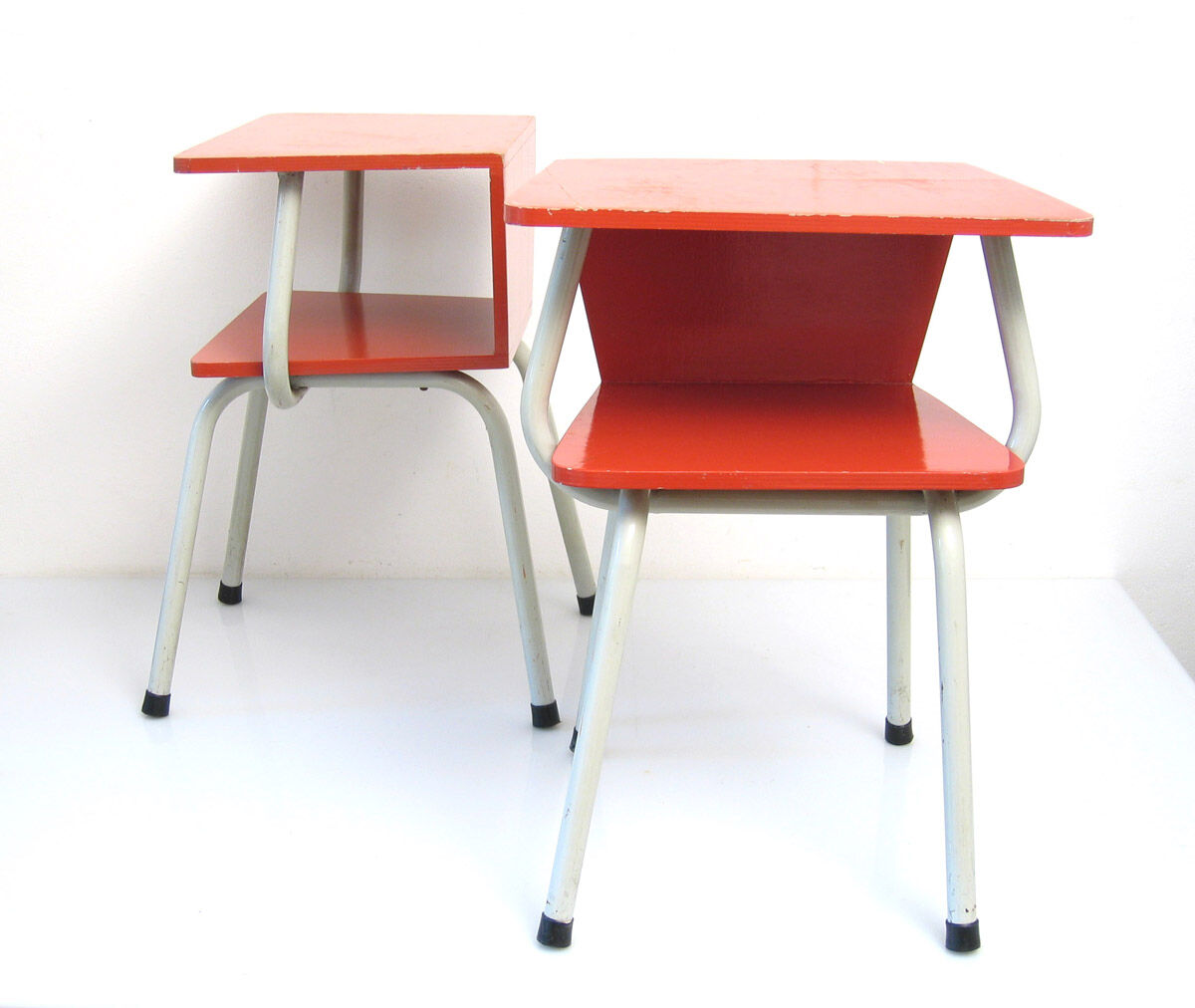 2 fifties red vintage bedside cabinets