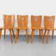 Set of 4 vintage brutalist wooden chairs from the 60s