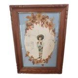 Child dried flowers painting