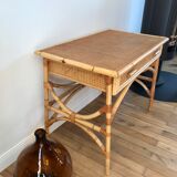 Rattan desk and canework 50s