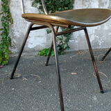 Pair of 50s chairs in metal and skaï
