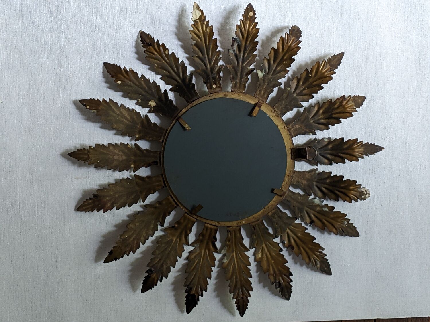 Aged metal sun mirror country decoration