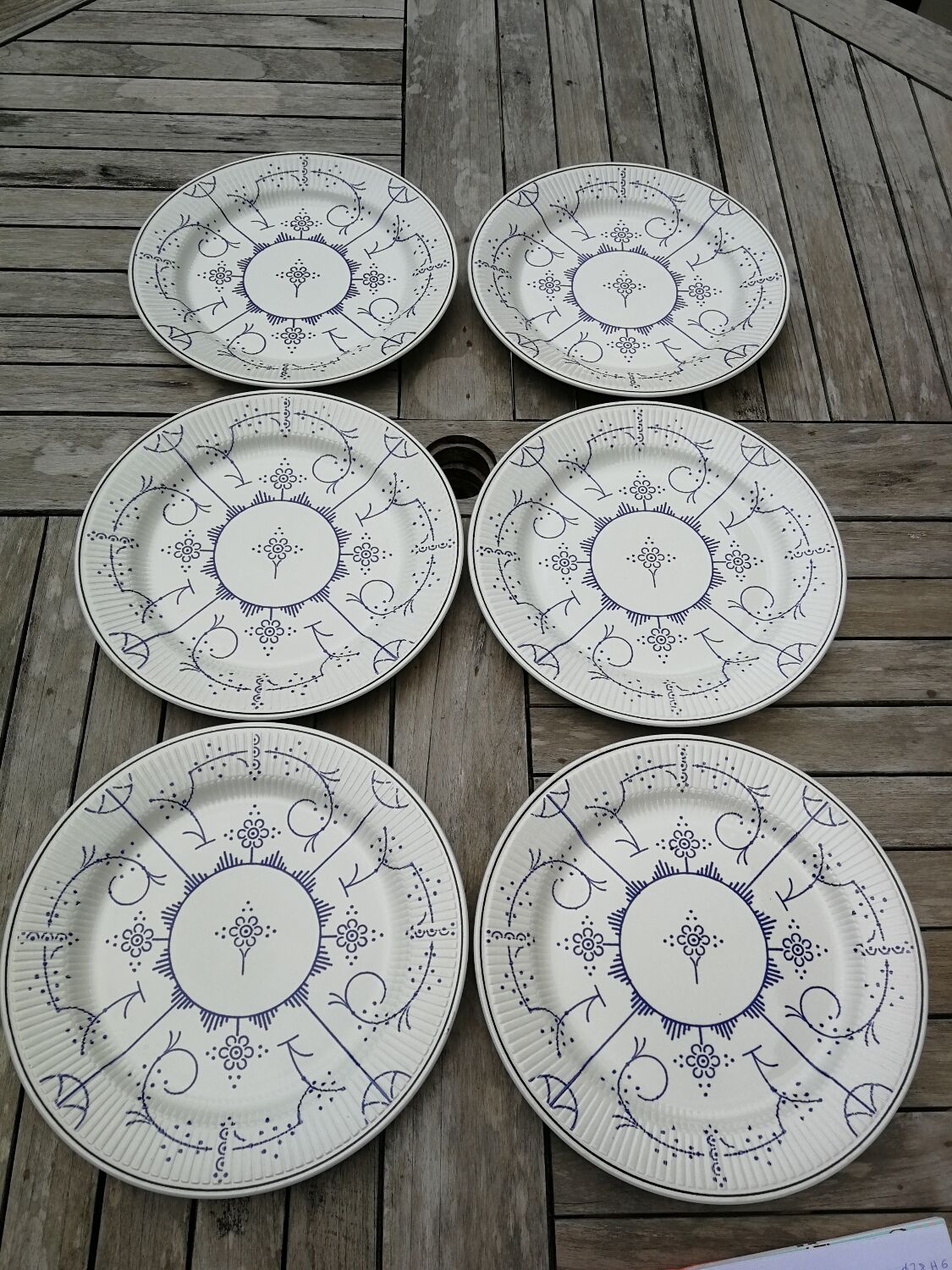 Set of 6 flat plates Copenhagen Royal Boch