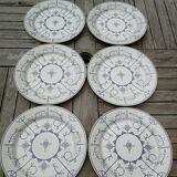 Set of 6 flat plates Copenhagen Royal Boch