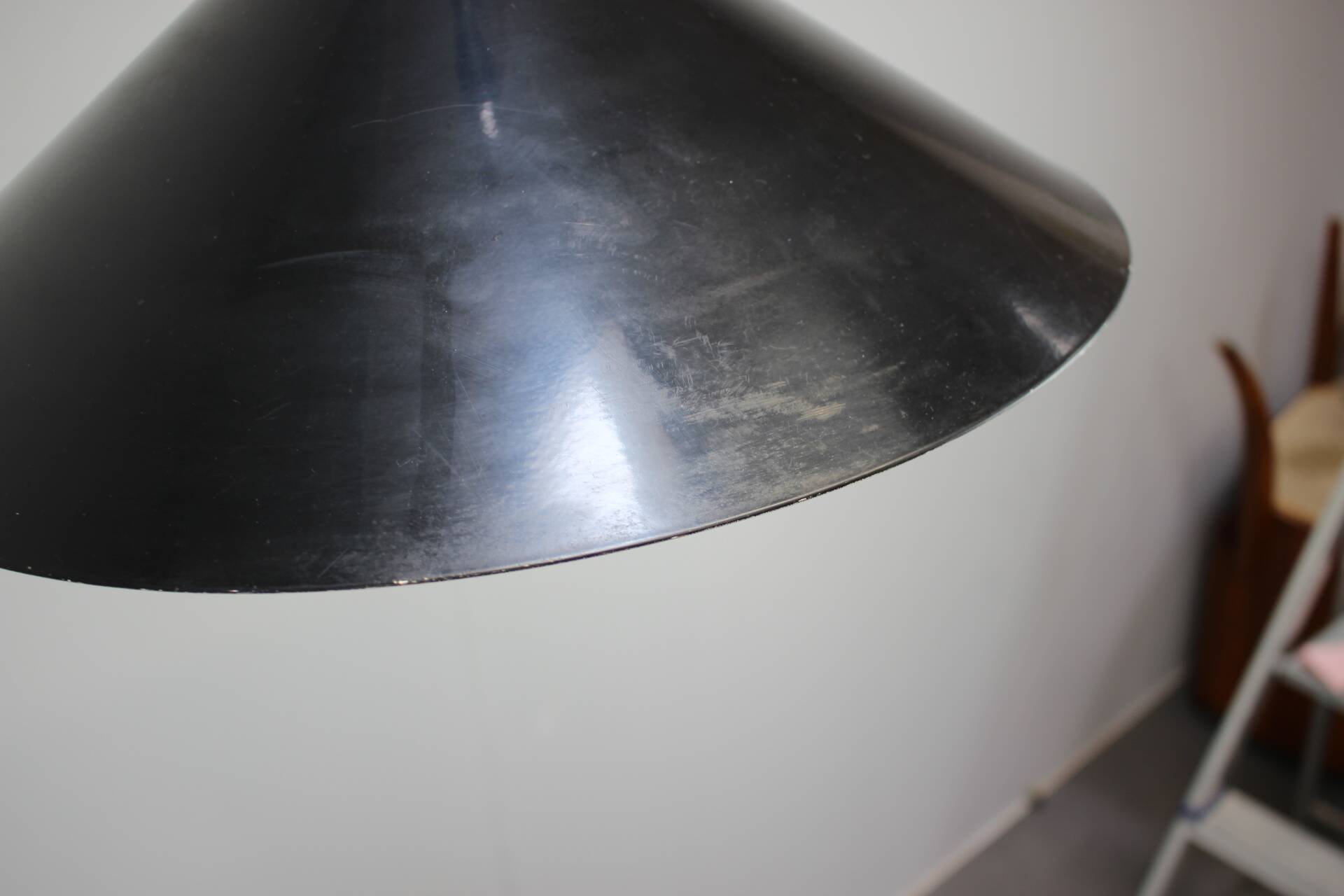 Black suspension light in "Space Age" style (Czechoslovakia, 1970s)