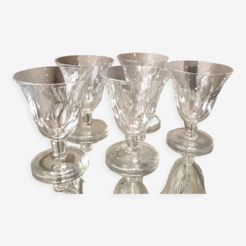 Suite of 5 glasses of red wine model jersey crystal of st louis