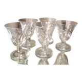 Suite of 5 glasses of red wine model jersey crystal of st louis