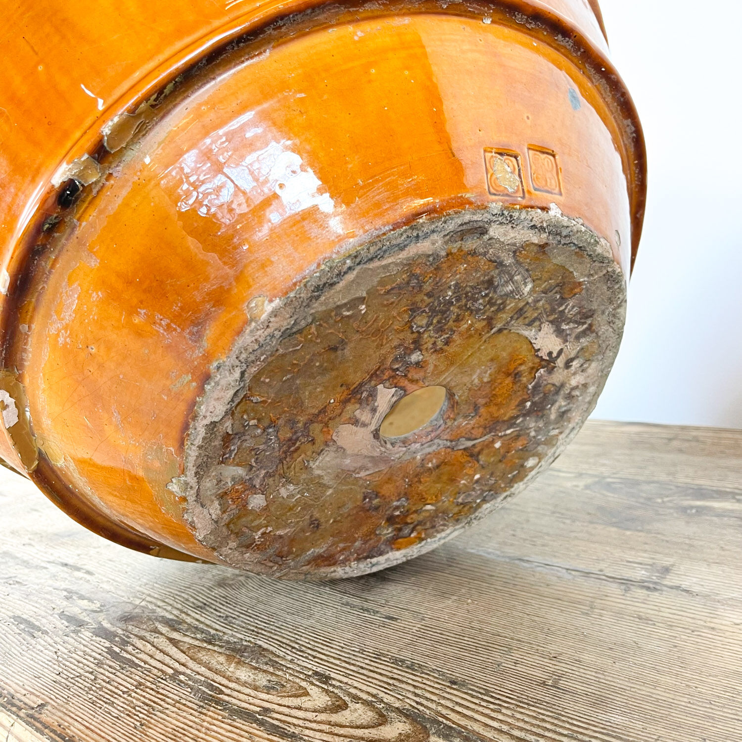 Set of 2 french glazed terracotta BIOT vases 19th century