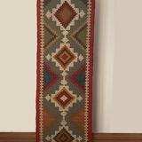 2.5 x 8 - handmade kilim runner rug, black, red, beige, green
