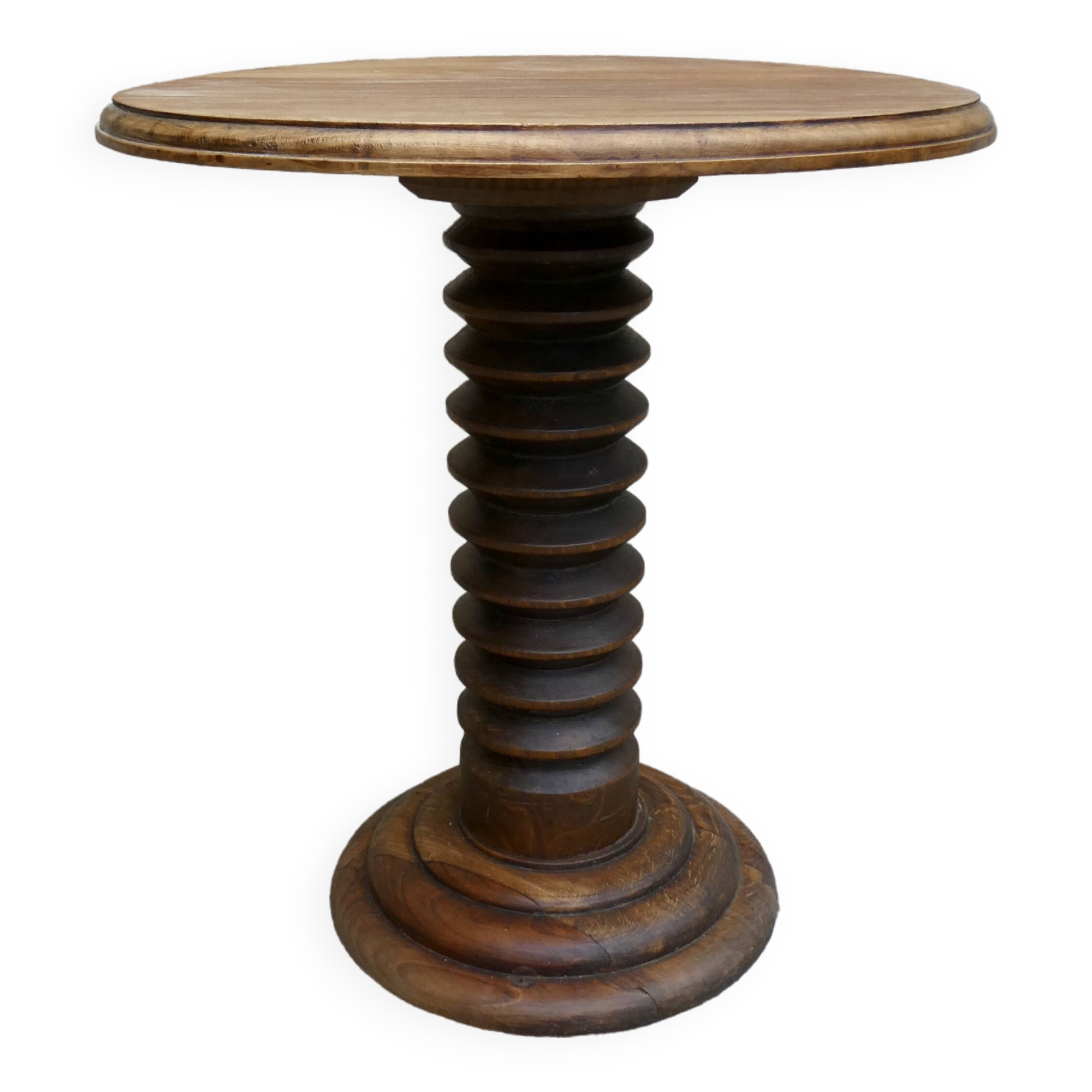 Pedestal table with press screw foot