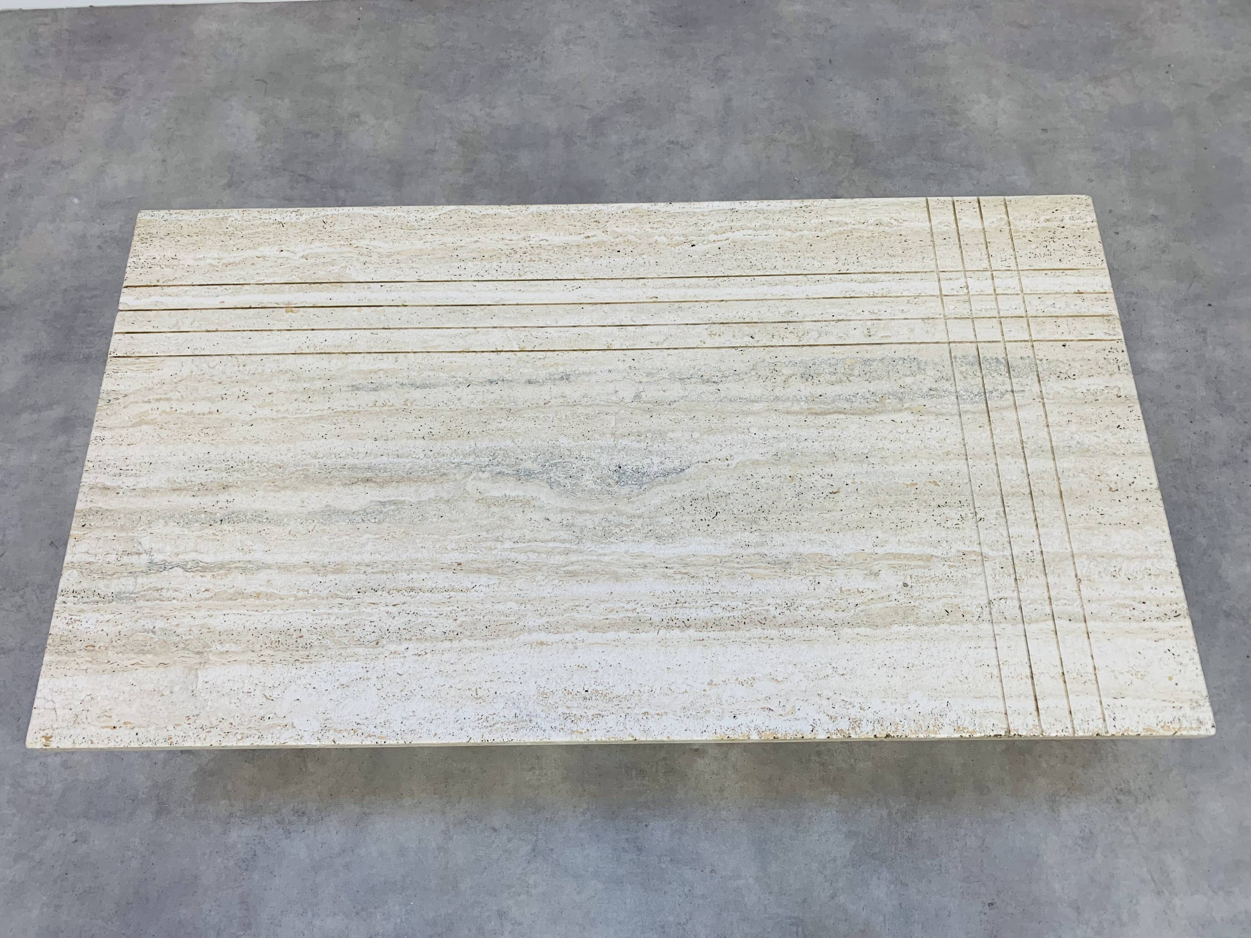 Rectangular travertine coffee table