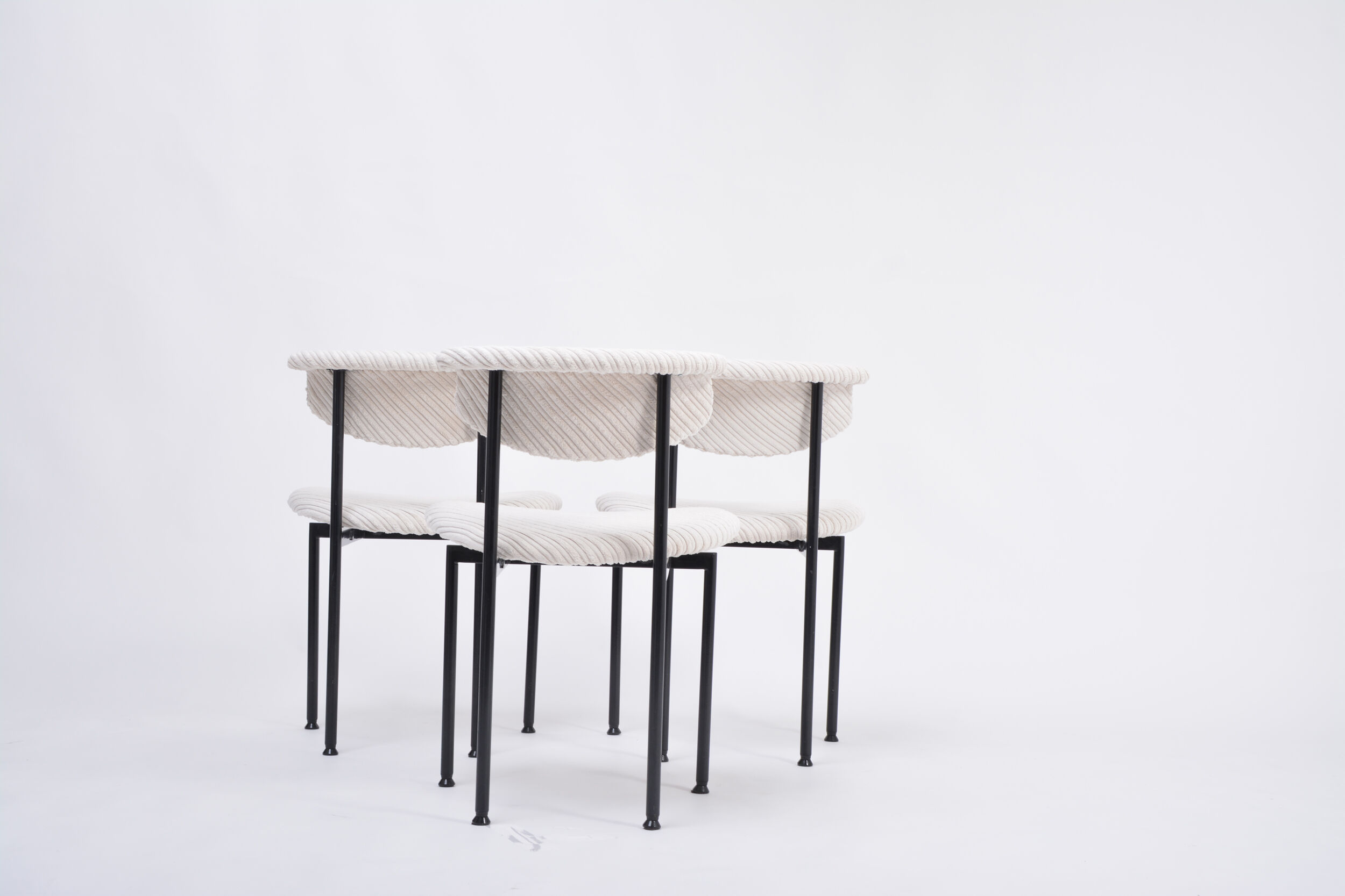 Set of Three Dutch White Alpha Chairs Designed by Rudolf Wolf, 1960s