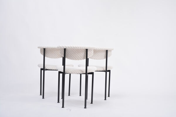 Ensemble de trois chaises hollandaises blanches Alpha conçues par Rudolf Wolf, années 1960
