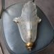 Large Art Deco wall light from the 1930s/40s in brass and thick frosted glass signed.