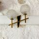 Vintage brass double wall lamp and diamond glass globe