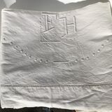 2-seater sheet embroidered FH and mestizo cream tablets