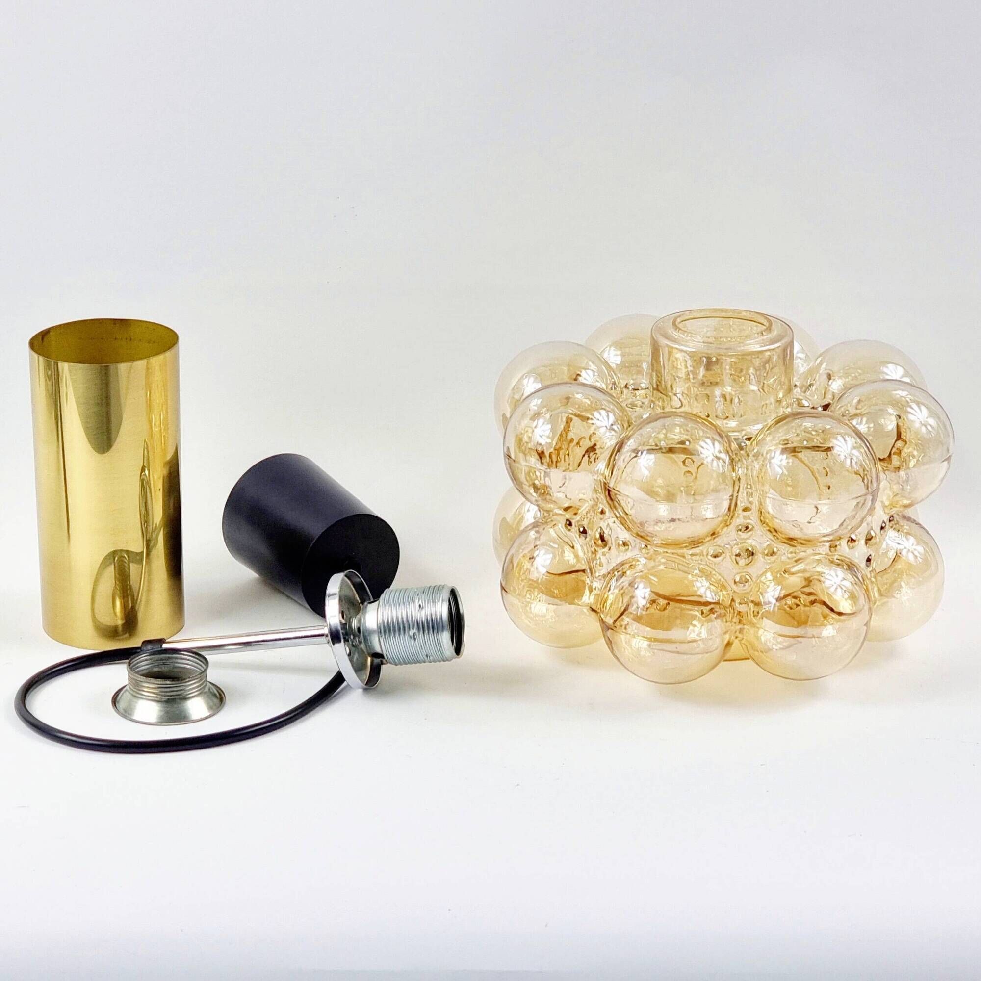 Mid-Century Modern Amber Bubble Glass Ceiling Light by Helena Tynell for Limburg, Germany, 1960s