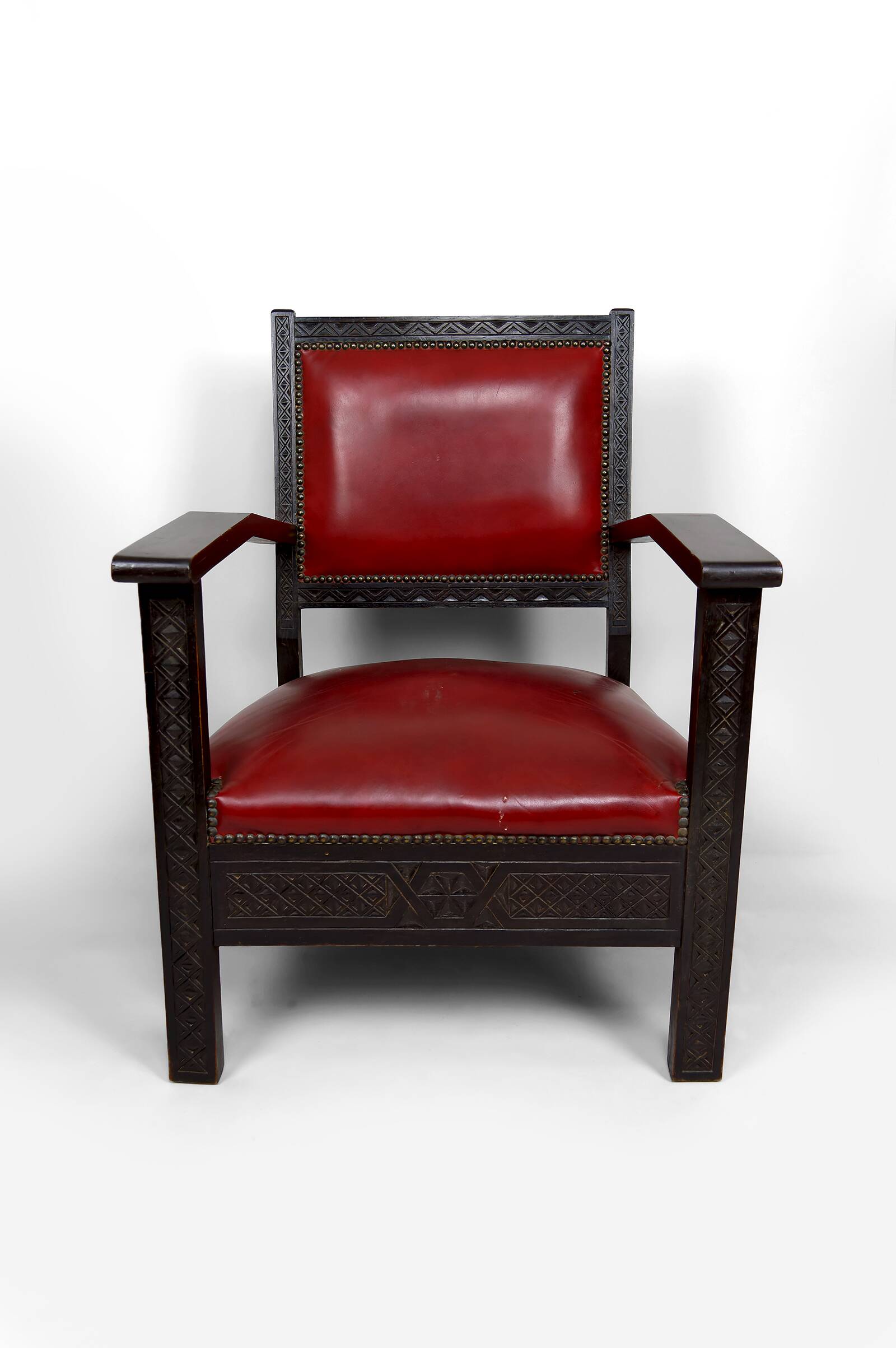 Paire de Fauteuils Art Deco Colonial en Bois Sculpté, Algérie, 1930