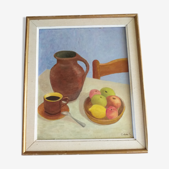 Peinture sur toile nature morte signé Cobac.G