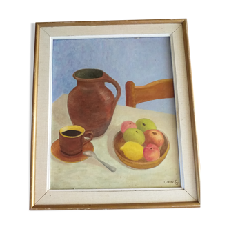 Painting on canvas still life by Cobac.G