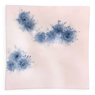 Square plate in opaline signed Bernard Gilbert