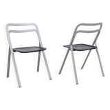 2x leather Folding Chairs by Giorgio Cattelan for Cidue, 1970s