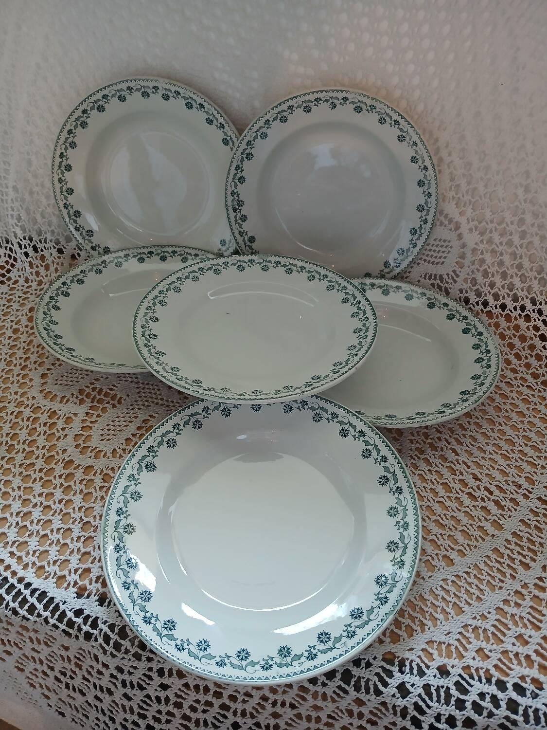 6 antique ironstone plates
