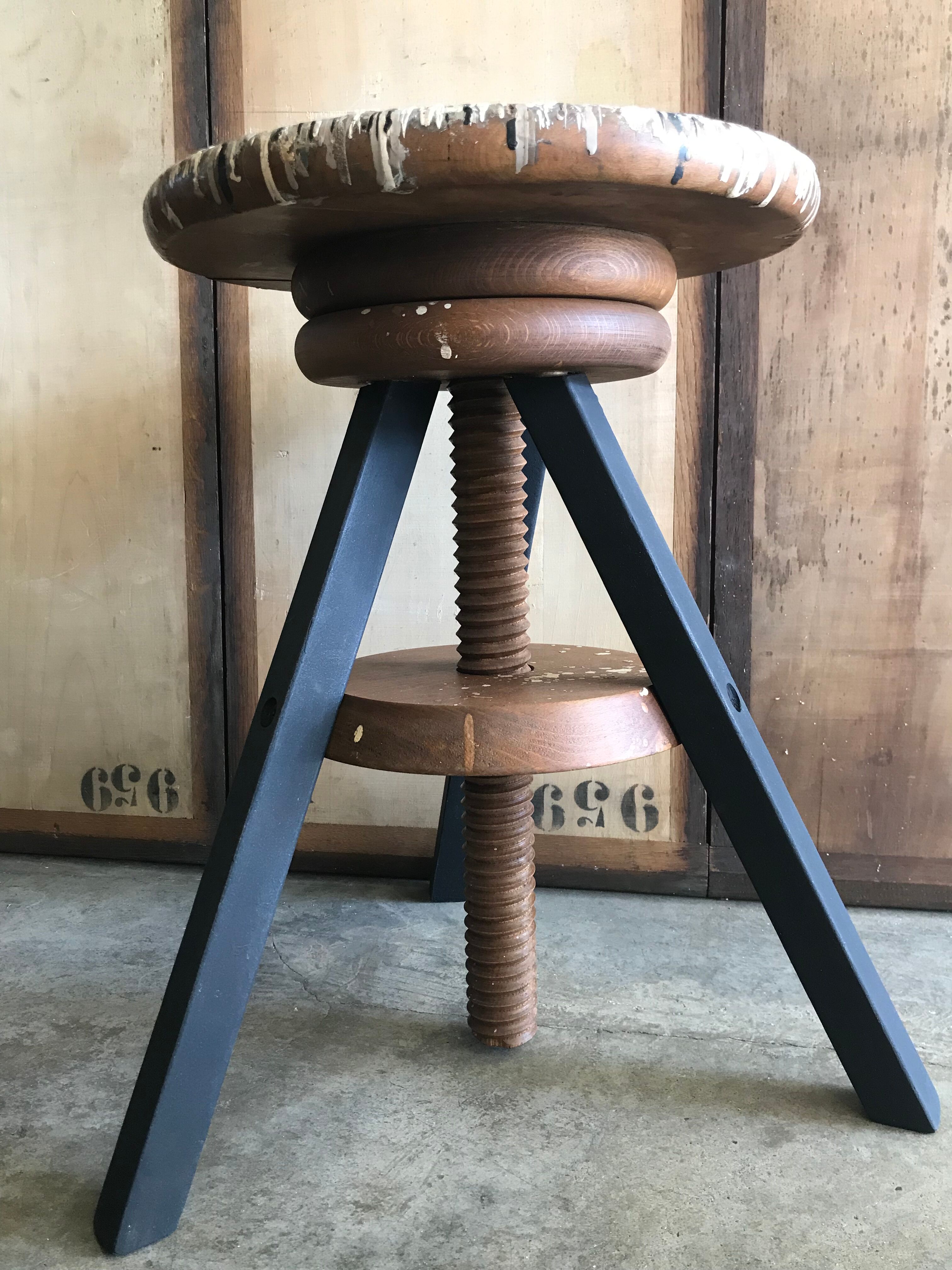 Stool with screws vintage artist painter wood