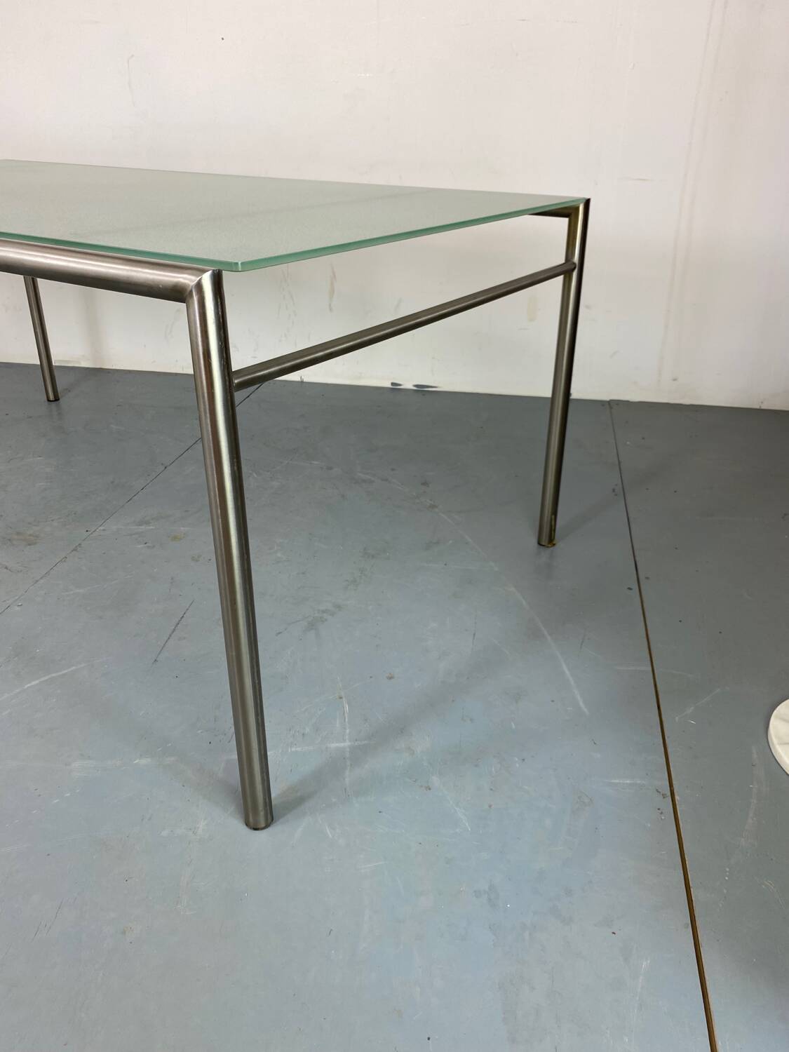 Modernist Italian Stainless Steel and Glass Dining Table, 1980s