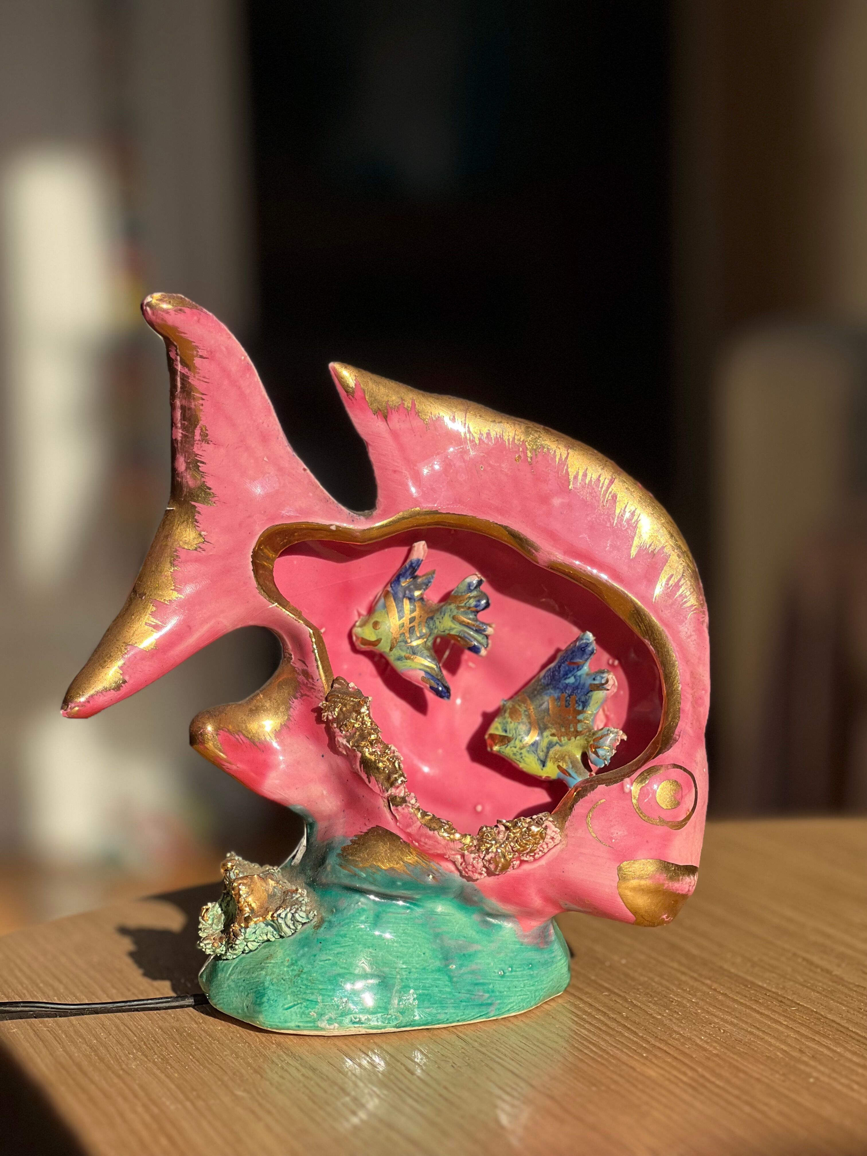 Ceramic fish lamp slip 1950s-60s
