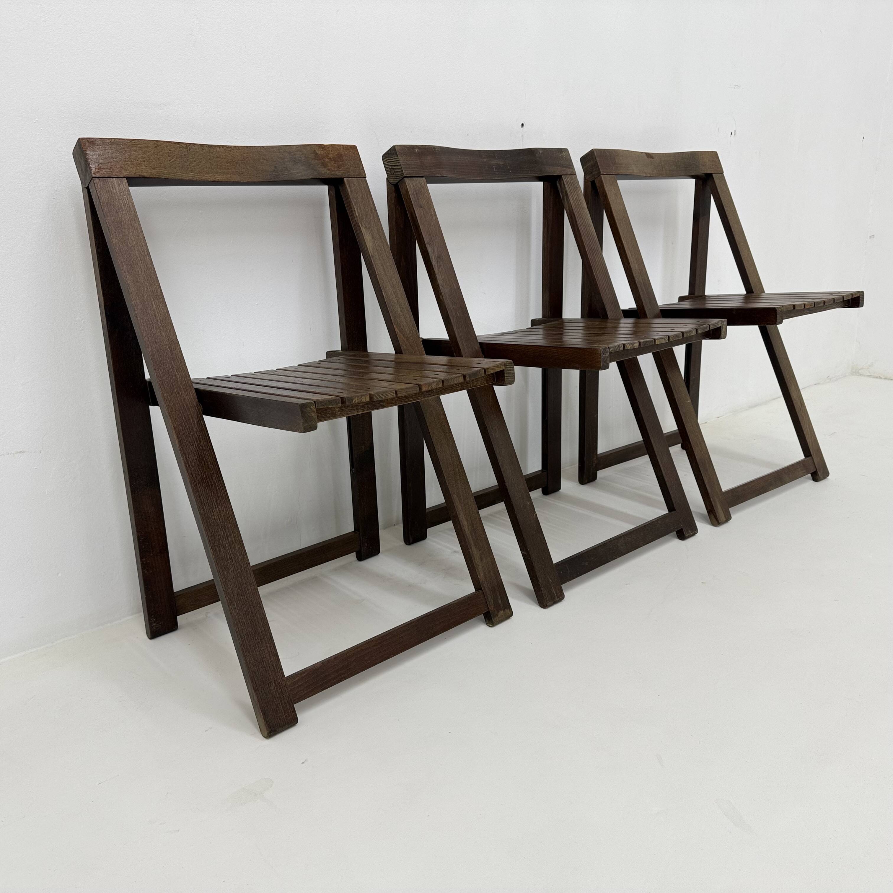 Set of 3  wooden folding chairs, 1960’s