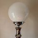 Vintage 1970s chrome globe lamp with bamboo-like finish