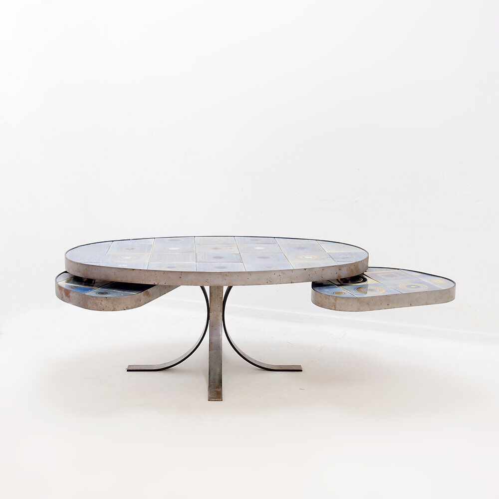 Oval coffee table by Georges Pelletier for La Roue Vallauris - France, 1970