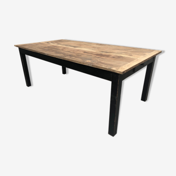 Ancienne table d’atelier avec plateau chêne