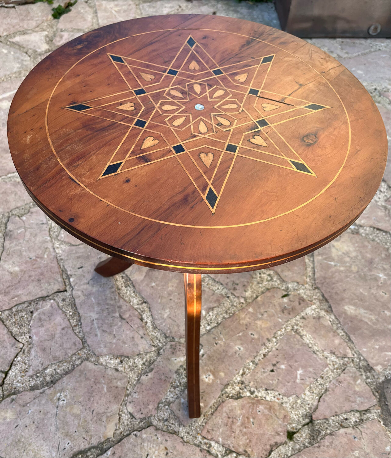 Old inlaid pedestal table