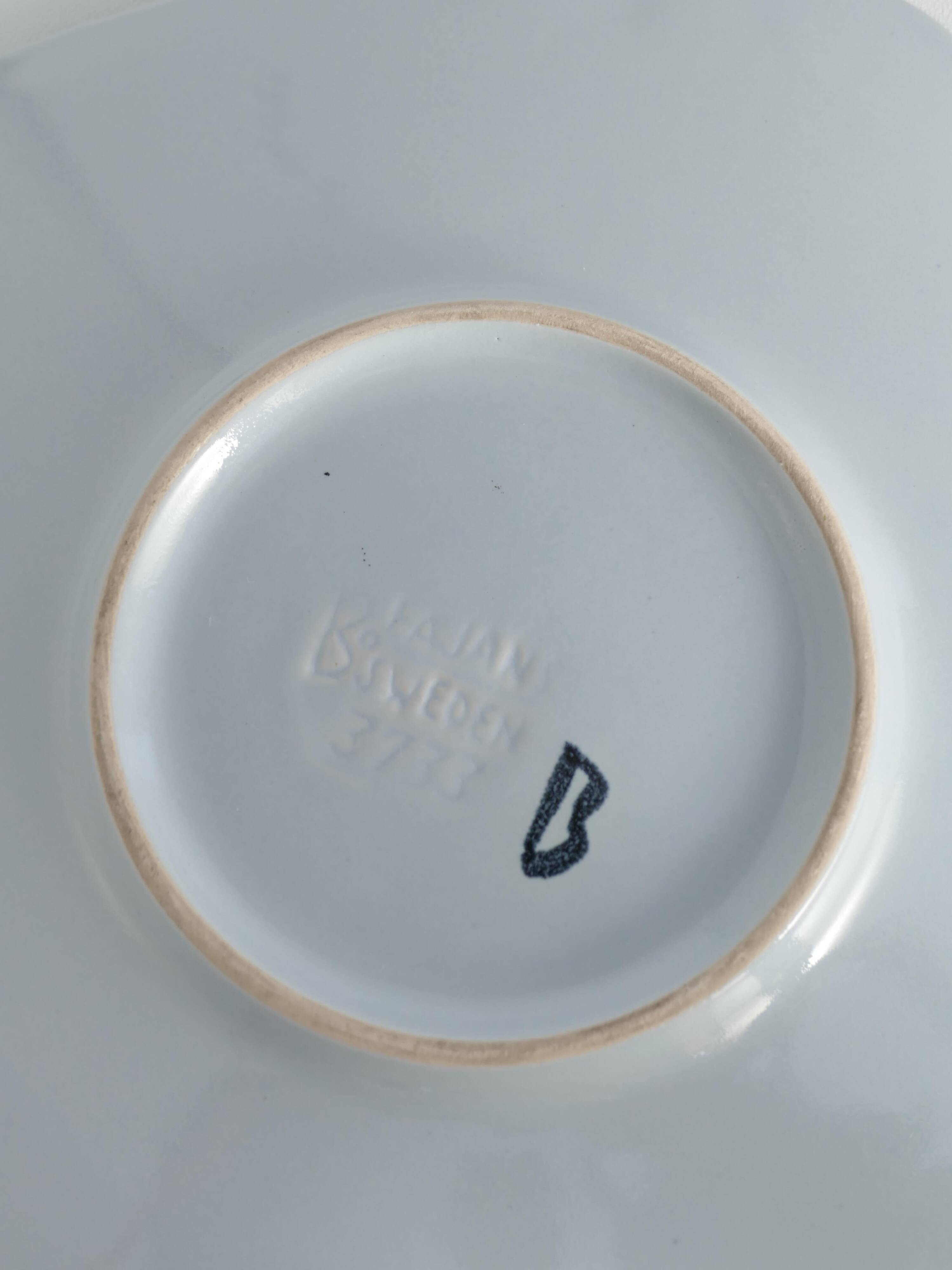 Mid-Century Modern French Blue Plate by Eva Jancke-Björk for Bo Fajans, Sweden