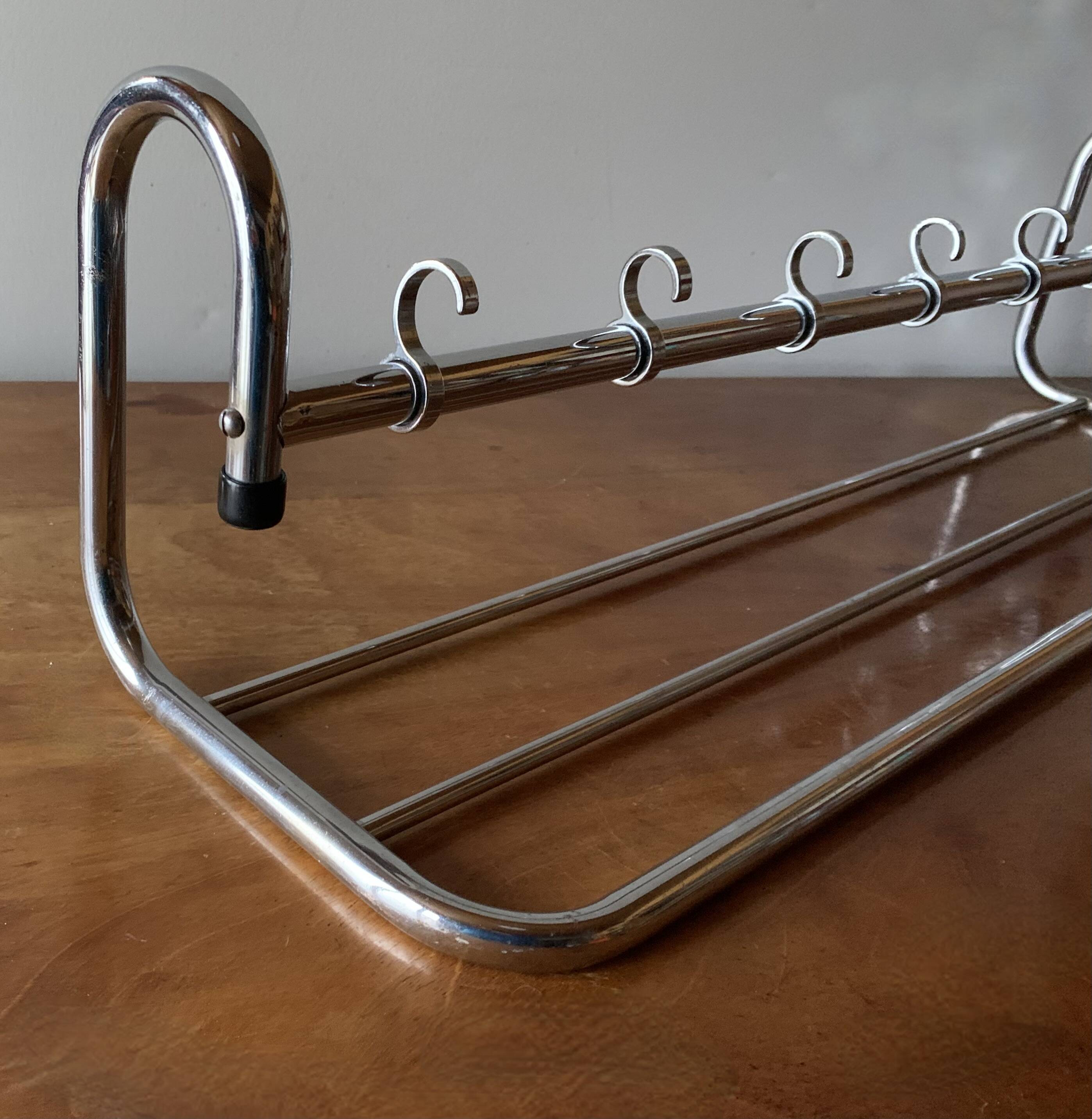 Bauhaus wall coat rack in chrome metal