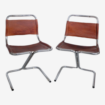 Set de 2 chaises en cuir