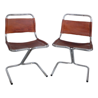 Set of 2 chairs in leather