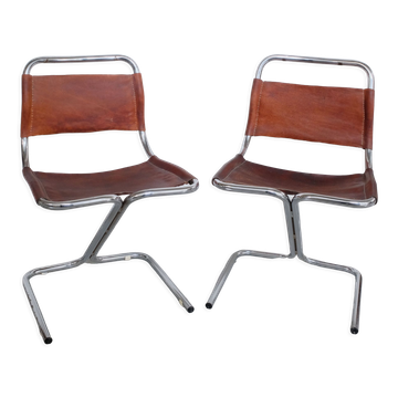 Set of 2 chairs in leather