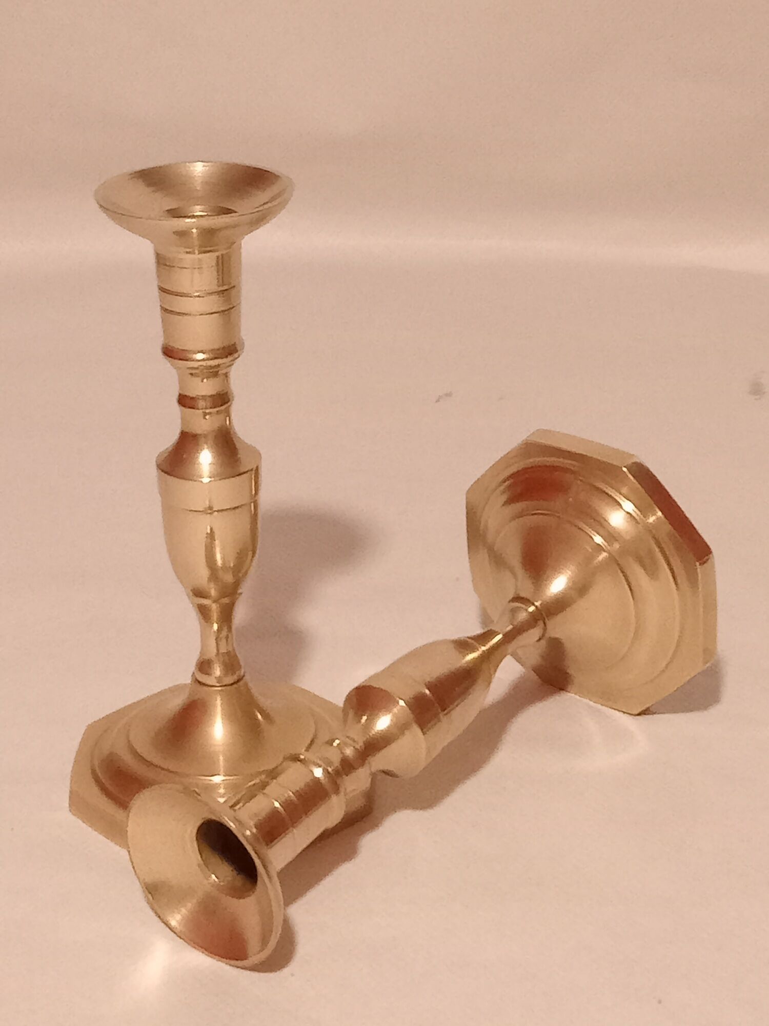 Pair of brass candle holders from the 50s