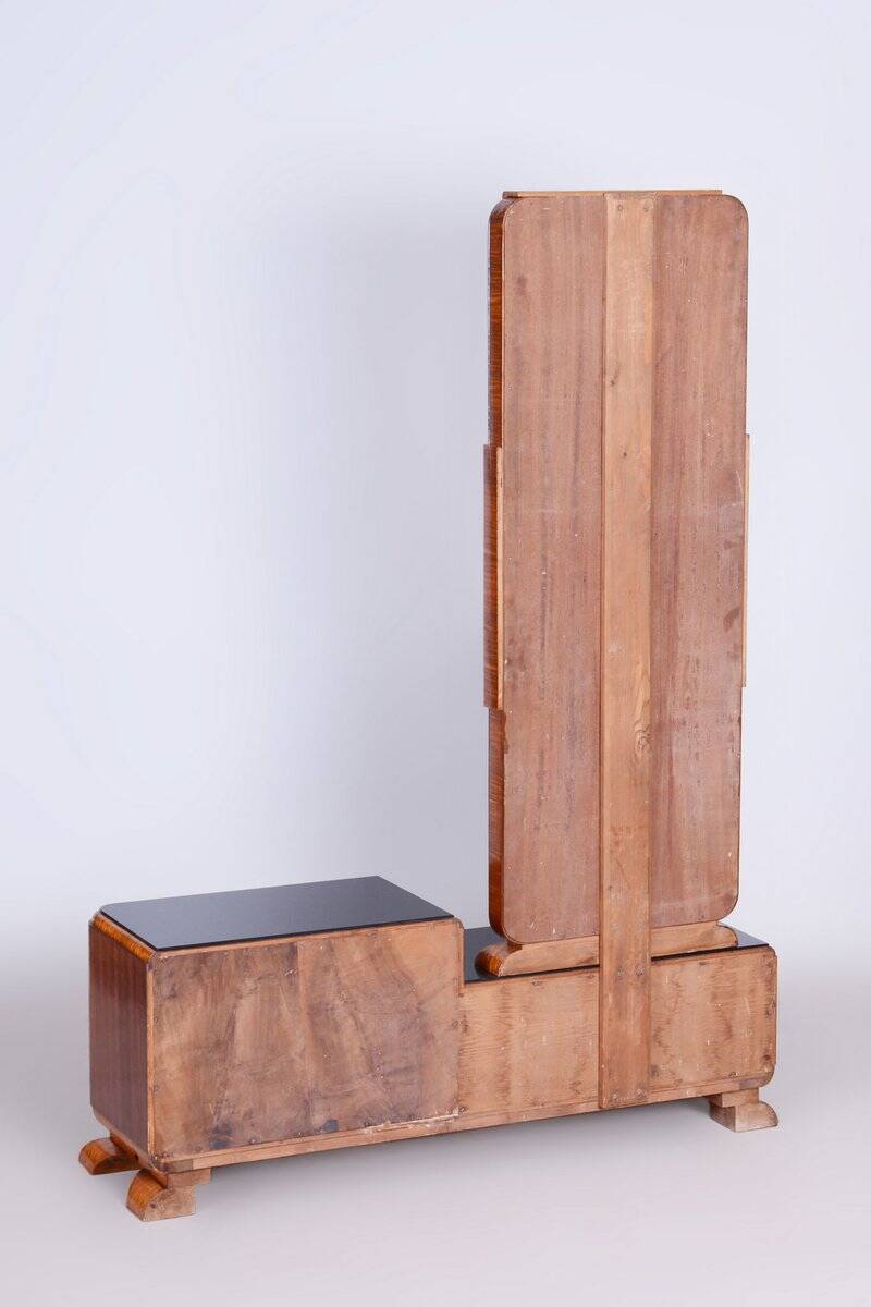 Art Deco Dressing Table in Rosewood and Walnut Veneer with Mirror, France, 1920s