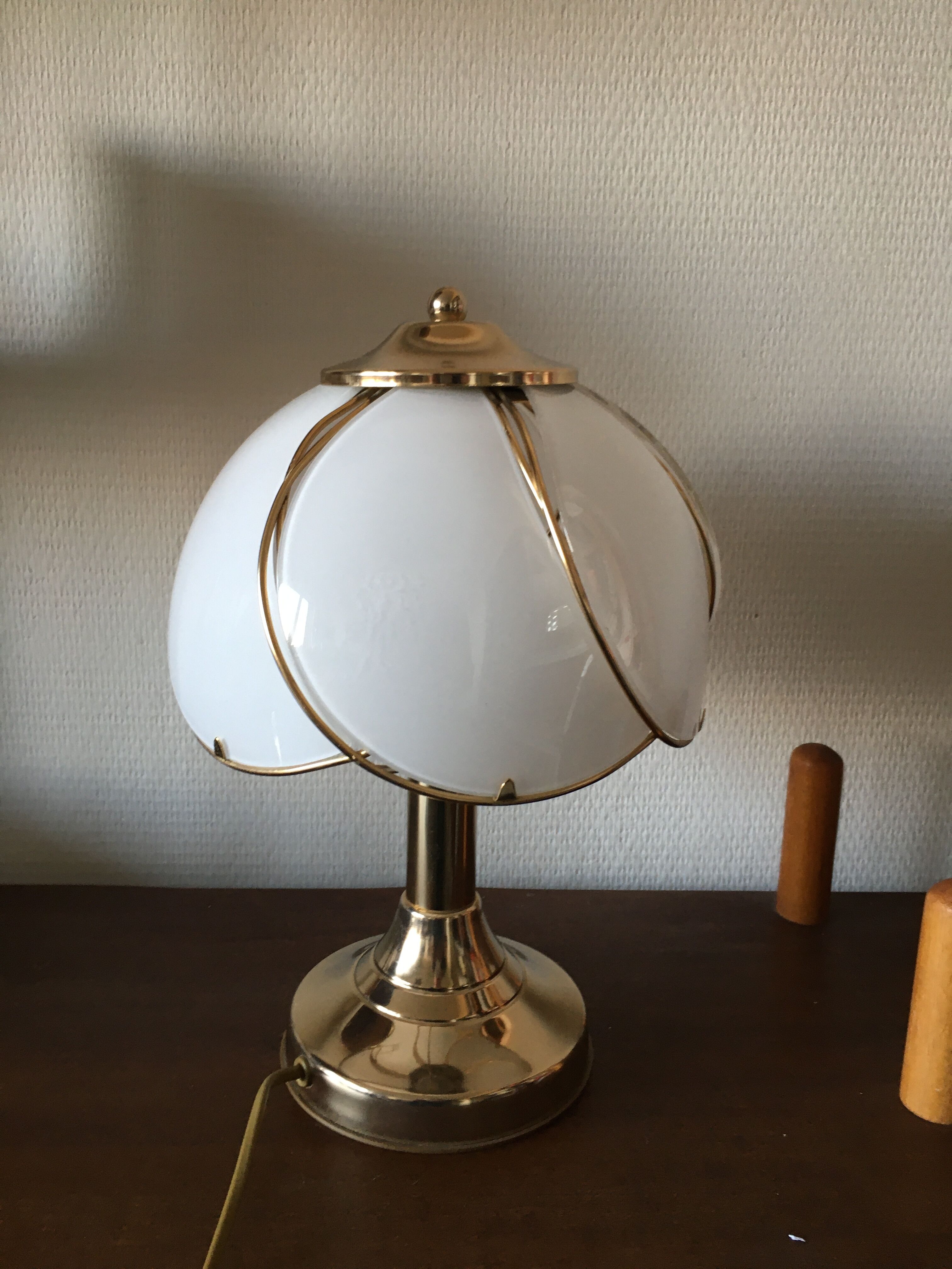 Vintage regency brass and glass table lamp, 1970s
