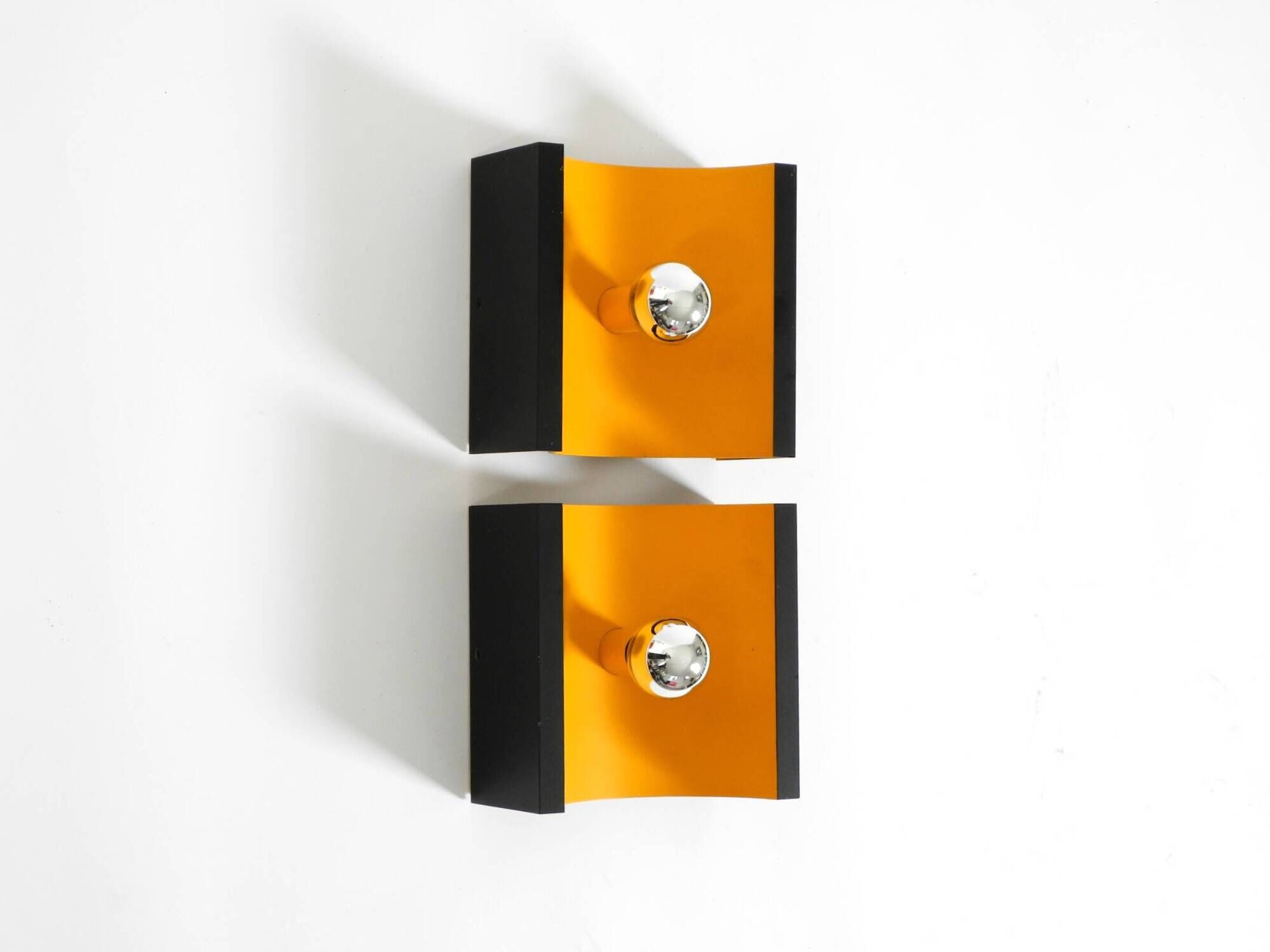 Pair of 60s Space Age metal wall lamps by Klaus Hempel for Kaiser Leuchten
