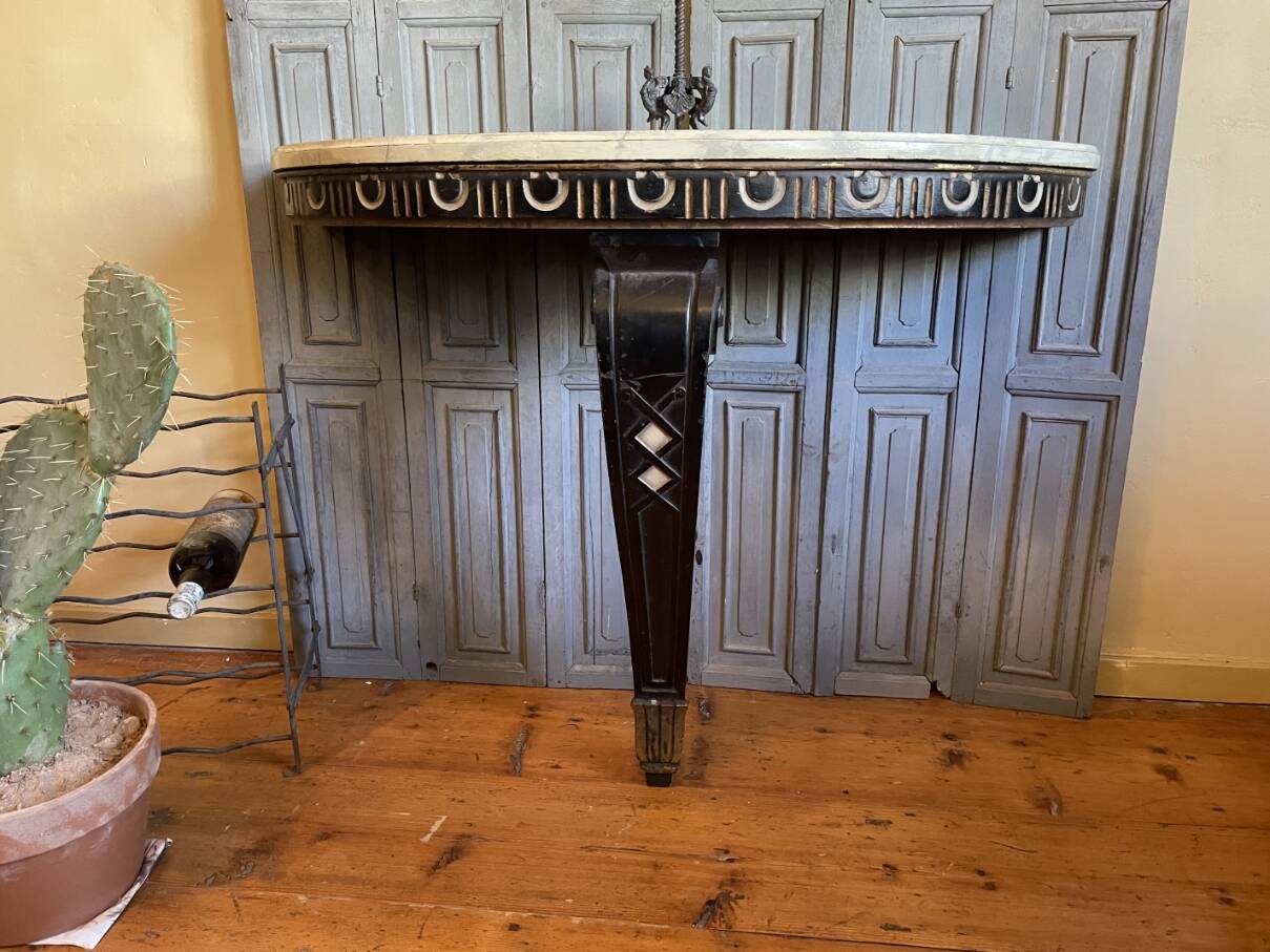 Half-moon console side table faux marble