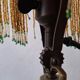 Antique signed reverse painted bronze table lamp, 1910-20