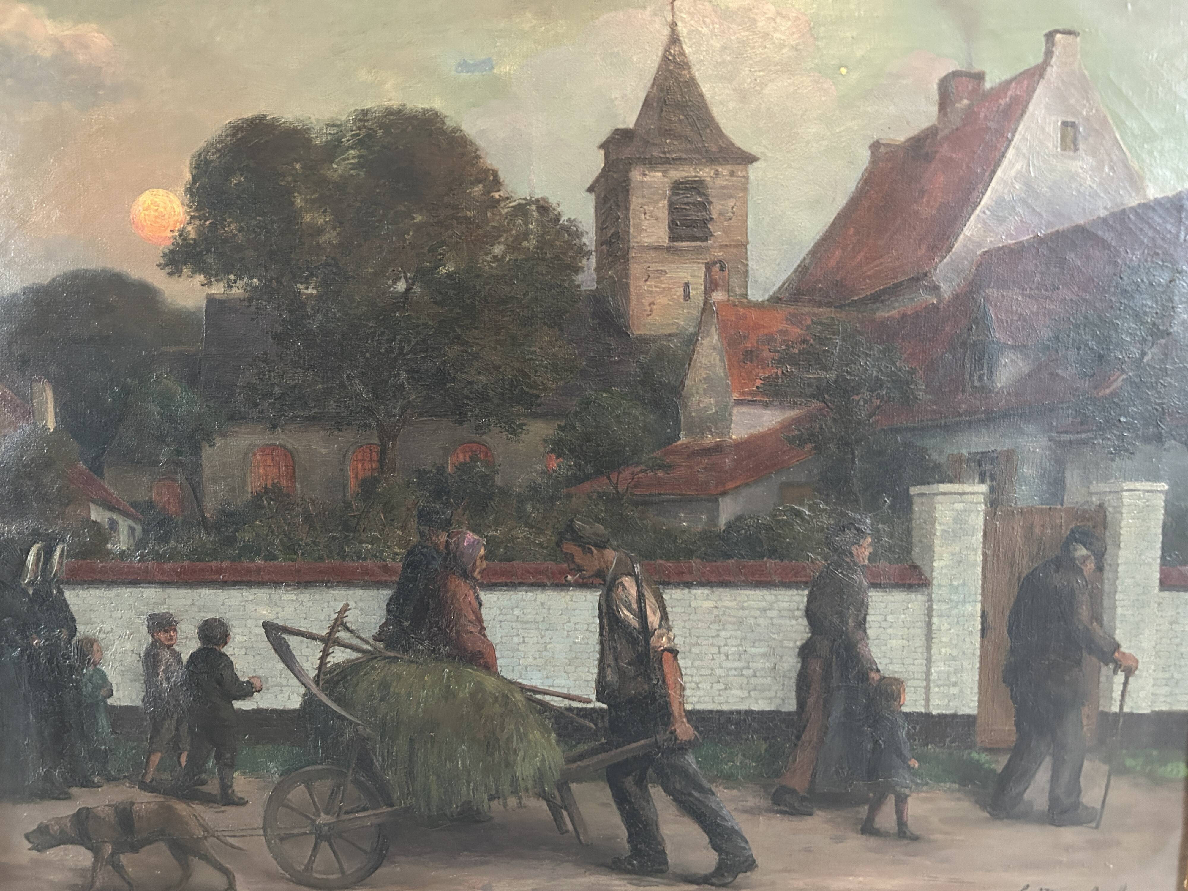 Grande huile sur toile de Louis Munsbach de 1921