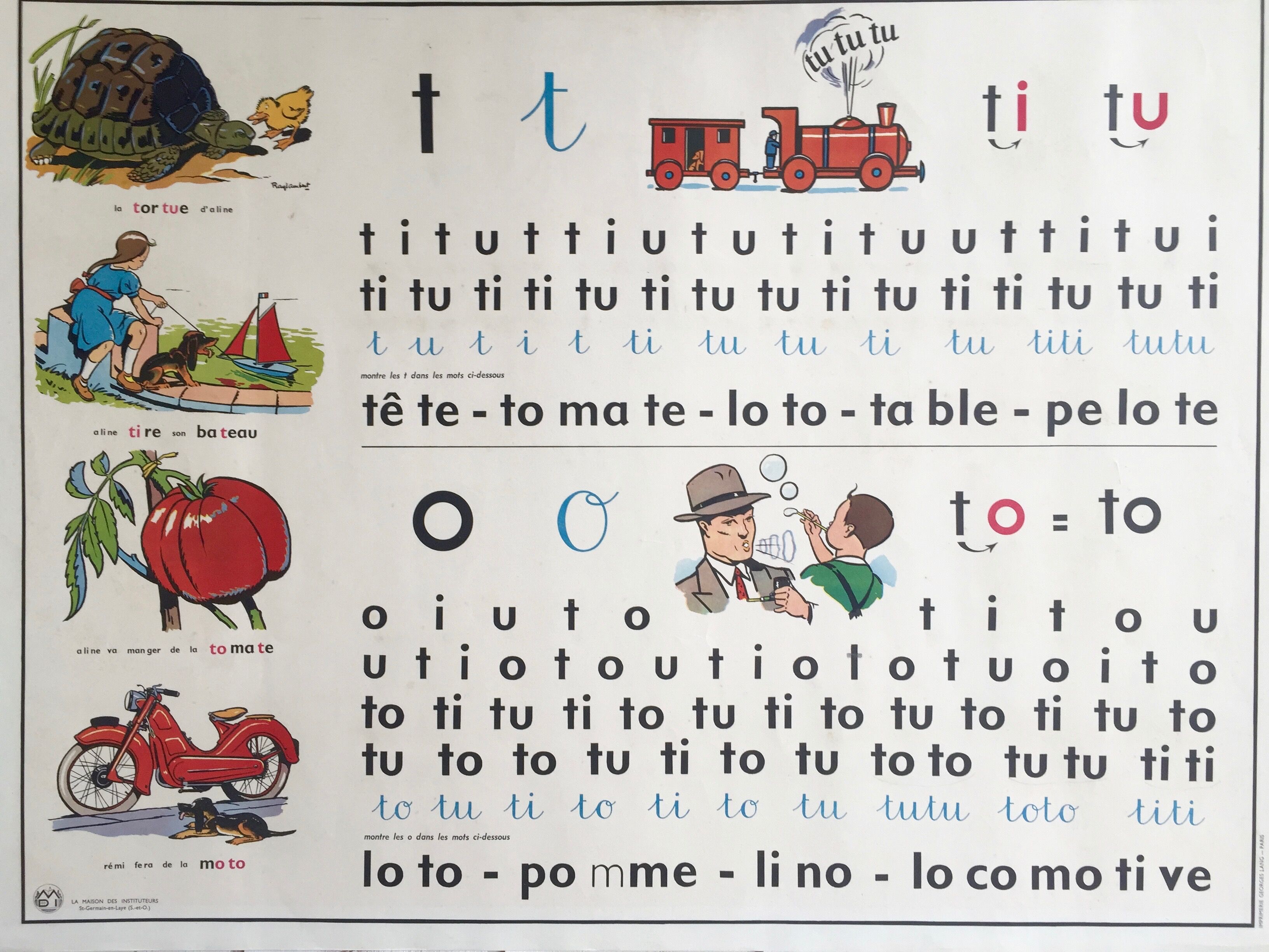 Affiche scolaire "t,ti,tu"