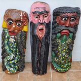Set of three Mexican folk dance masks, 75 cm