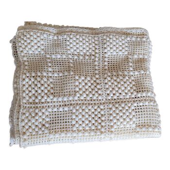 Antique crochet bed cover, 210x120cm, handmade